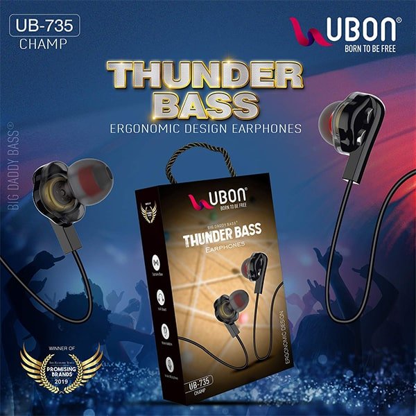 UBON UB-735 3.5mm Dual Driver in-Ear Wired Earphone with Mic