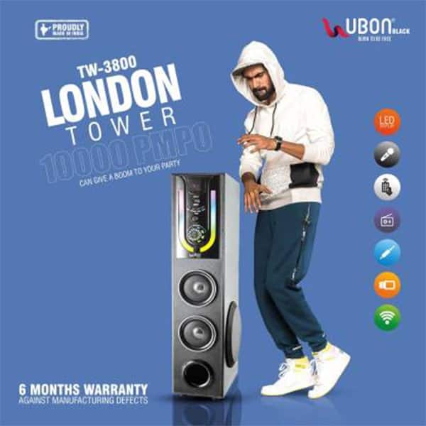 Ubon TW-3800 London Tower 60 W Bluetooth Home Theatre (Black, 3.1 Channel)