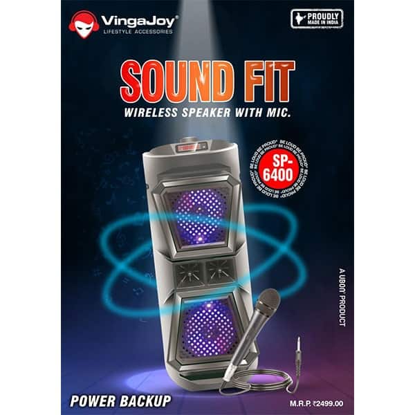 Vingajoy SP-6400 Sound Fit Wireless Speaker with Mic