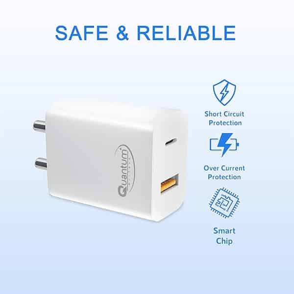 Quantum QHM3500 20W Fast Charger QC+PD Dual Output Mobile Charger