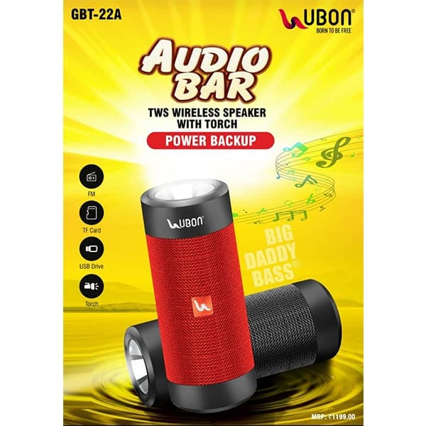 Ubon GBT-22A Audio Bar Wireless Speaker with Torch