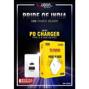 Ubon CH-161 18W PD Charger Type-C & USB Output