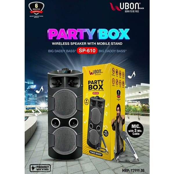 Ubon SP-610 Party Box Wireless Speaker with Mobile Stand