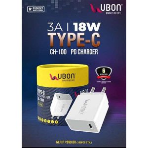 Ubon CH-100 Type-C 3A 18W Charger Adapter