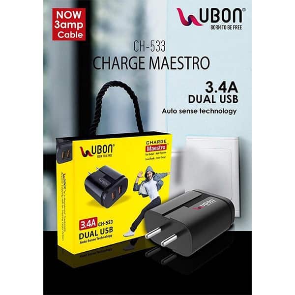 Ubon CH-533 3.4A Dual USB Port Wall Charger