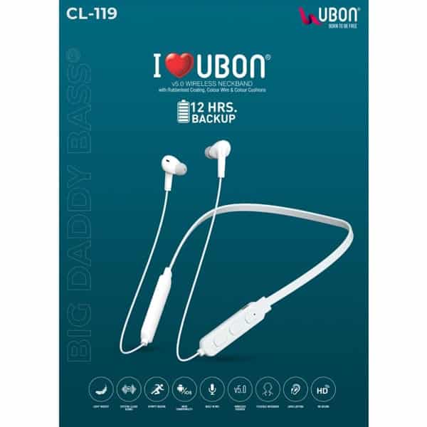 Ubon CL-119 Wireless Neckband with 12 Hours Playtime