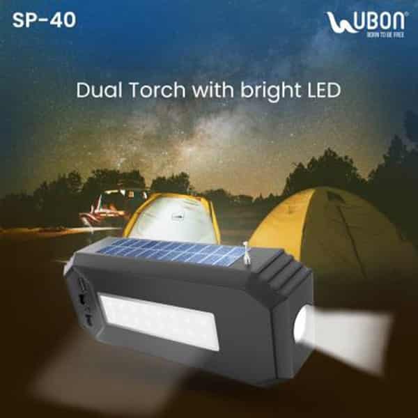 Ubon SP-40 Solar Chargeable Dual Torch 12W TWS Wireless Speaker