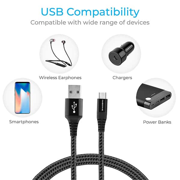 Ambrane 3A USB Type C Fast Charging Braided Cable