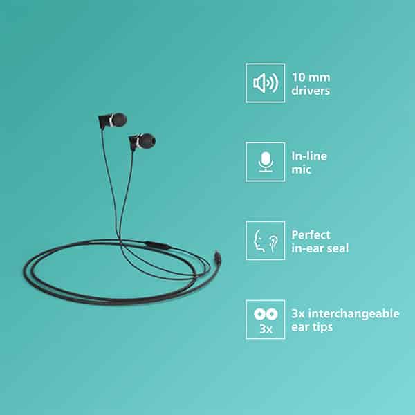 Philips TAE1136 Wired Earphones with built in Mic