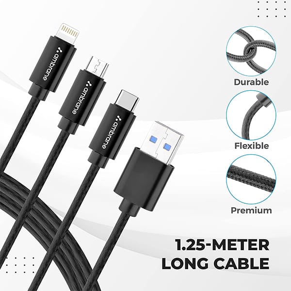 Ambrane 3 in 1 Fast Charging 2.1A Cable Trio-11