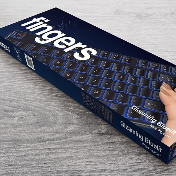 FINGERS Gleaming BlueLit Wired Backlit Keyboard