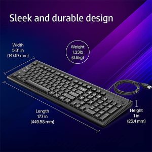 HP 100 Wired USB Keyboard with Full Range