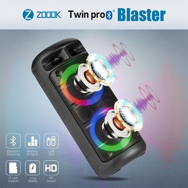 Zoook Twin Pro Blaster Speaker with RGB Lights