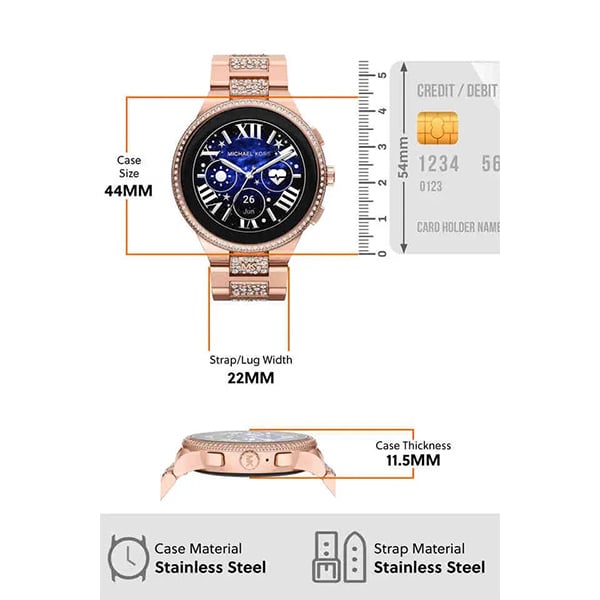 Michael Kors Gen 6 Camille Full Color Display Stainless Steel Digital Watch (MKT5147)
