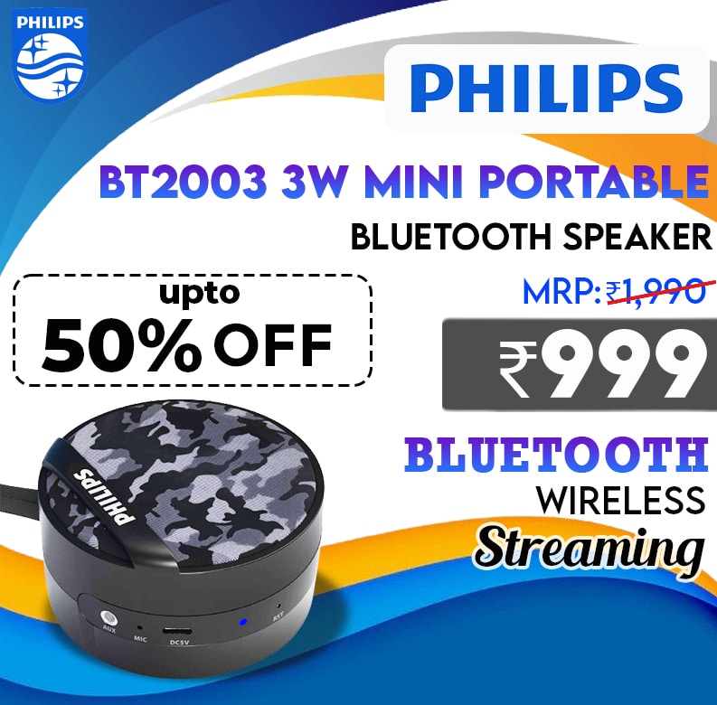 Philips BT2003 3W Mini Portable Bluetooth Speaker