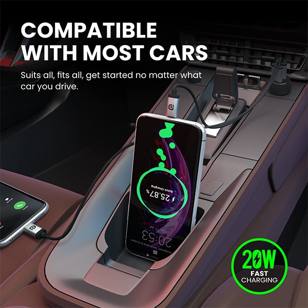 Portronics Car Power 7 20W Fast Usb Charging With Dual Output (Pd + Qc) Rapid Charge Compatible With Cellular Phones