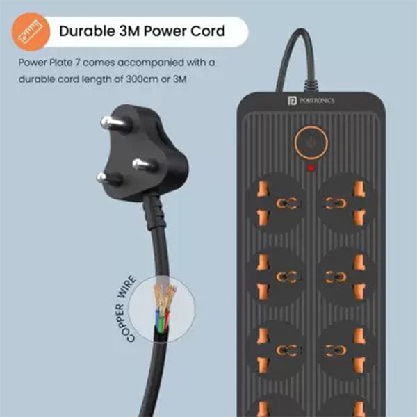 Portronics Power Plate 7 2500W with 6+8 Socket Extension Boards