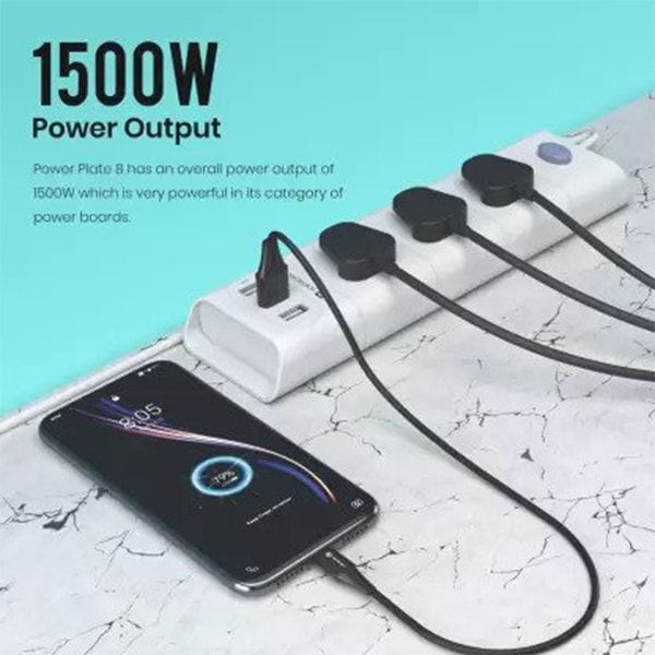 Portronics Power Plate 8 1500W with 3 USB + 3 Socket Extension Boards