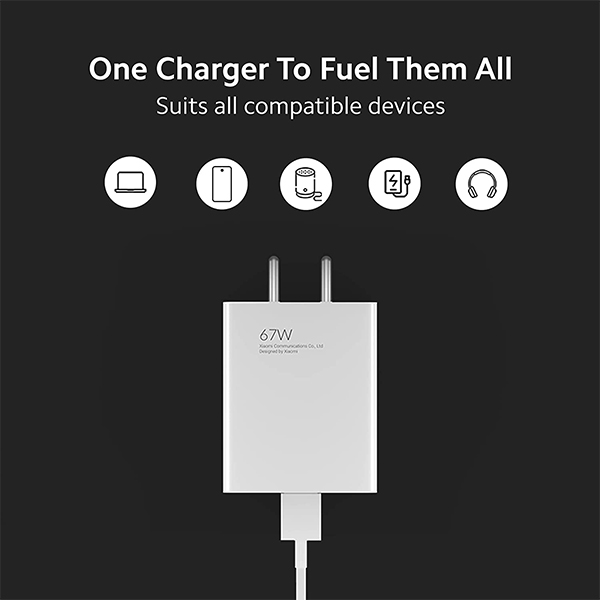 Mi 67W Sonic Charge Combo 33W Fast Output Superfast 6A Type C Laptop Charger