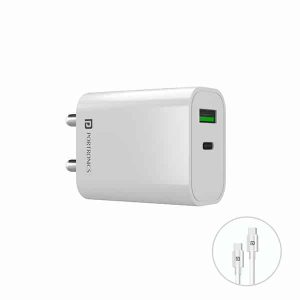 Portronics Adapto 44 Fast Charging 20W Mobile Charger with Dual Output (USB + PD)