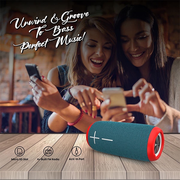 Portronics Breeze 3 TWS Connectivity 20W Portable Bluetooth 5.0 Speaker with Aux-in Port, 2000 mAh, in-Built FM Radio