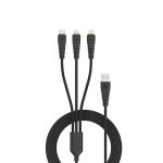 Portronics Konnect A Trio 3-In-1 Multifunctional Cable For Micro Usb For Ios And Type C Mobile Phones, Smartphone, Tablet, Personal Computer
