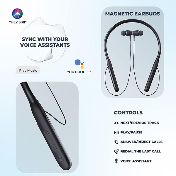 Hammer Sting 2.0 Wireless Bluetooth Neckband Earphones with Long Battery Life