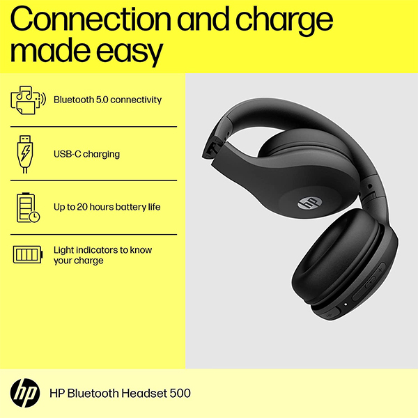 HP 500 Bluetooth Wireless Over Ear Headphones with Bluetooth 5.0
