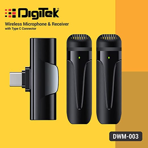Digitek DWM-003 2 Unit Wireless Microphone & 1 Unit Receiver with Type C