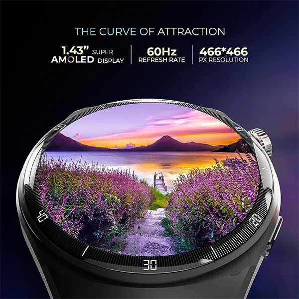 beatXP Vega X 1.43" (3.6 cm) Super AMOLED Display Bluetooth Calling Smart Watch