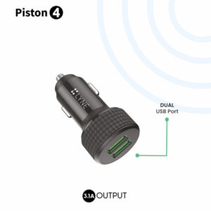 LYNE Piston 4 Dual USB Port, 3.1 Amp Output Car Charger