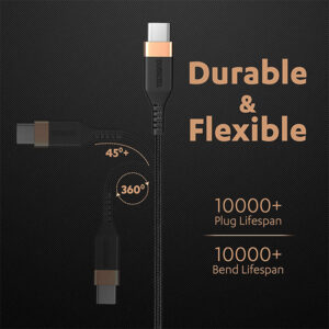 Duracell USB Type C To Type C 5A (100W) Braided Sync & Fast Charging Cable