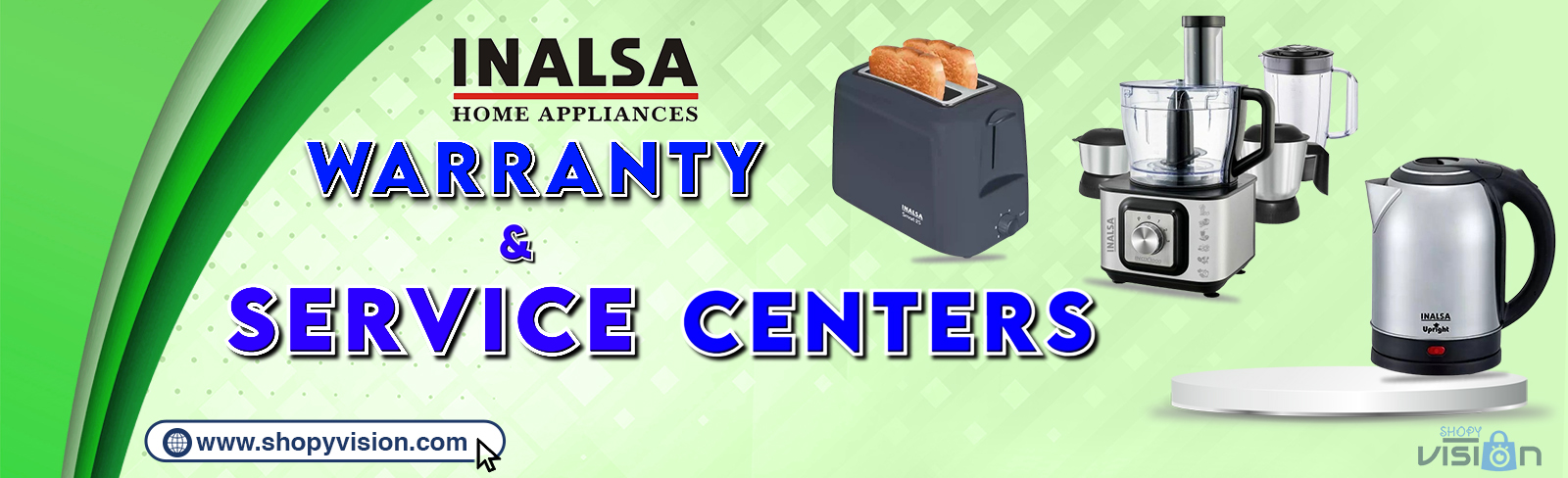 Inalsa Warranty & Service Center Desktop Banner