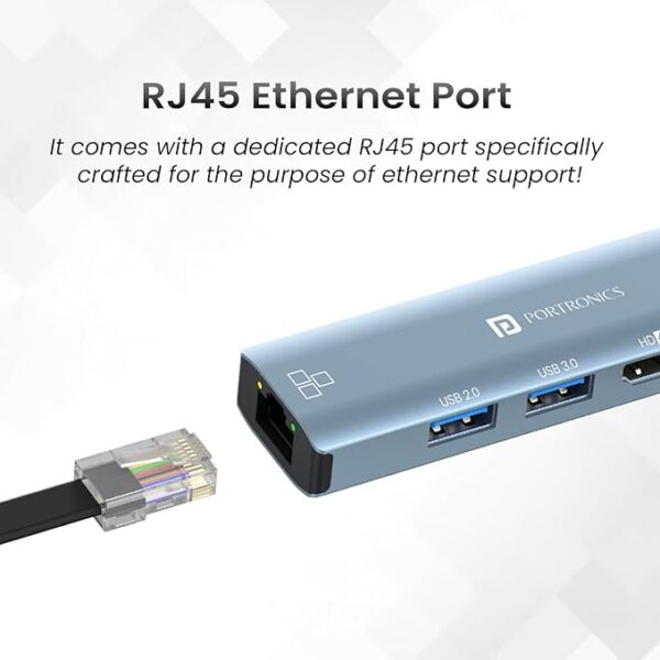 Portronics Mport 51 5-in-1 Type C HUB with RJ 45 Ethernet Port 3