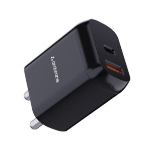 Ambrane 30W USB & Type-C Dual Port Boosted Speed Mobile Charger
