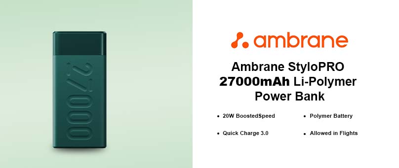 Ambrane StyloPRO 27000mAh Li-Polymer Power Bank