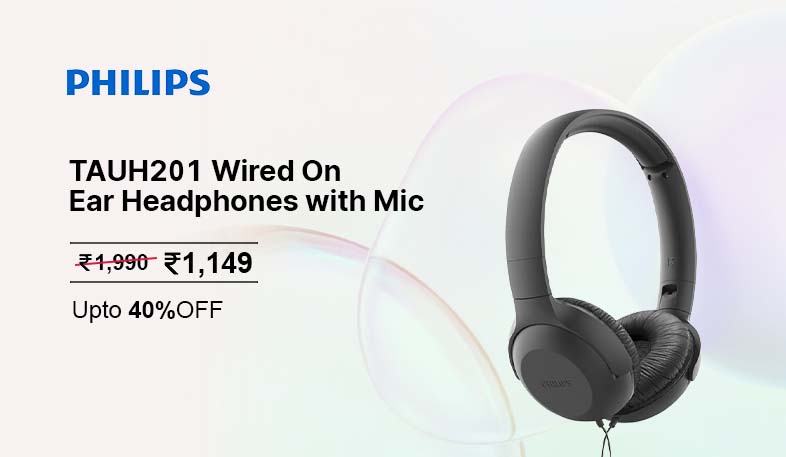 Philips TAUH201 Wired On Ear Headphones with Mic