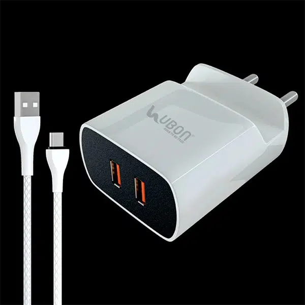 Ubon CH504 Power Adapter 2.6A with Type-C Charging Data Cable