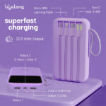 Lifelong ZenCharge 10000 mAh 22.5 W Compact Pocket Size Power Bank with 6 Input/Output Port