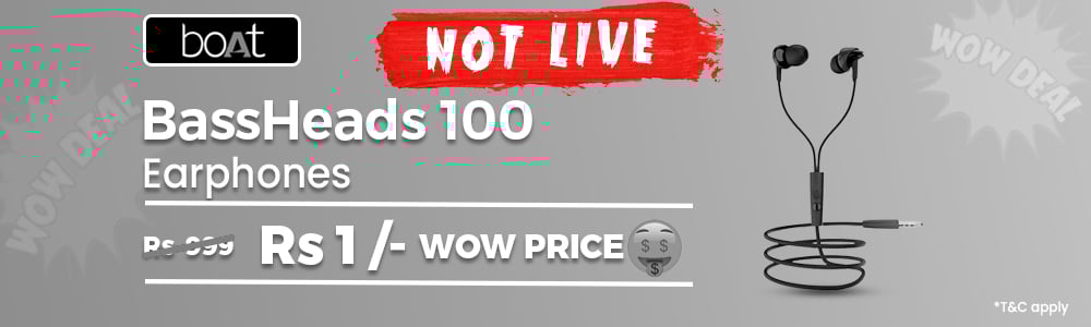 Wow Deal Boat BassHeads 100 Earphones With Mic