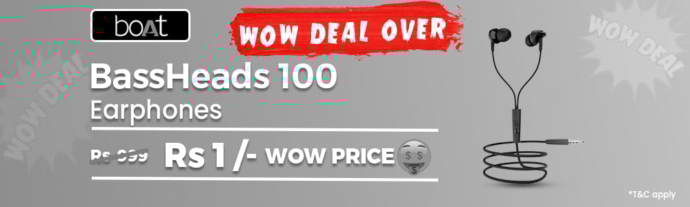 Wow Deal Boat BassHeads 100 Earphones With Mic