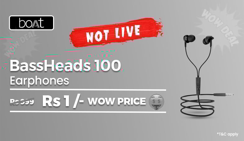 Wow Deal Boat BassHeads 100 Earphones With Mic