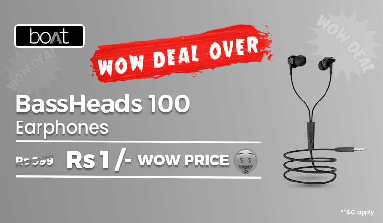 Wow Deal Boat BassHeads 100 Earphones With Mic
