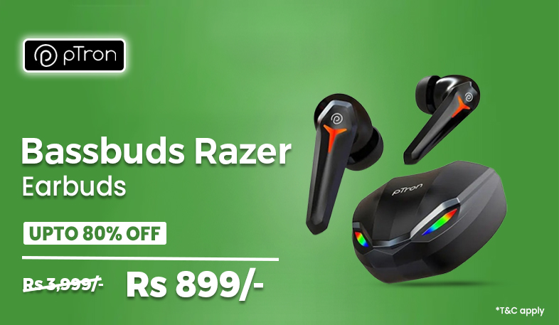 Deal Of The Day pTron Bassbuds Razer Gaming TWS Earbuds Mobile Bannar
