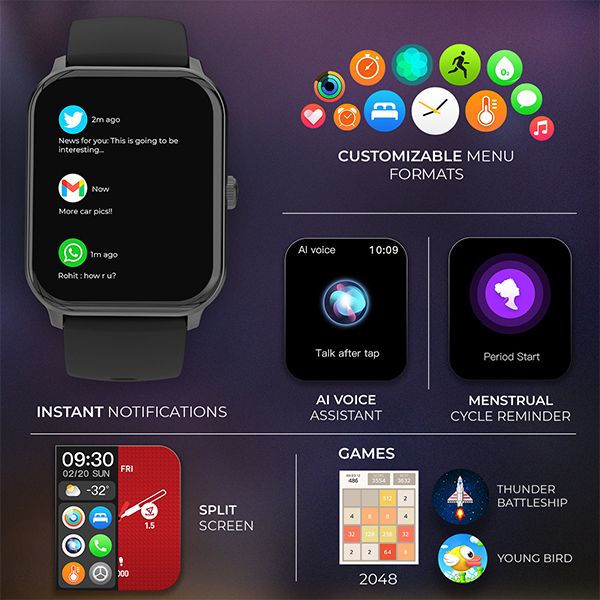beatXP Marv Super Smart Watch With 2.0" HD Display