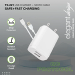 ERD TC-221 USB-A QC Charger With Micro Cable