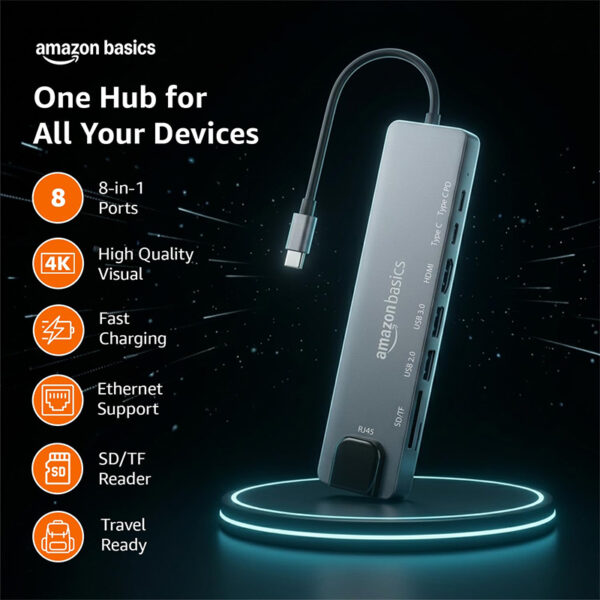 Amazon Basics 8 in 1 USB C Hub