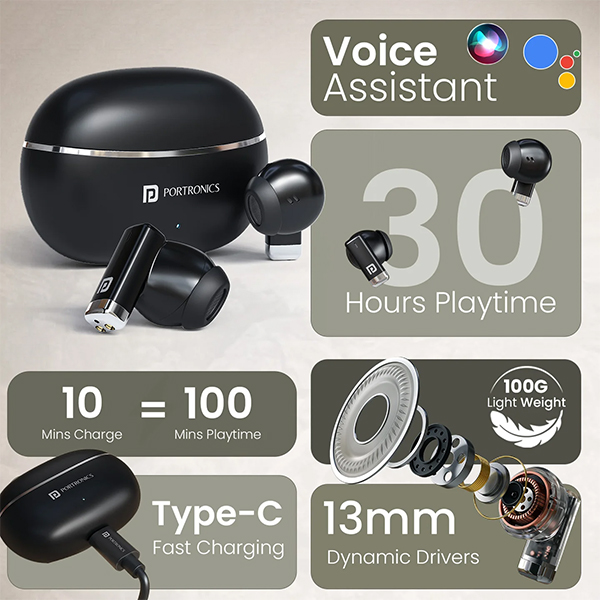 Portronics Twins One Smart TWS Earbuds