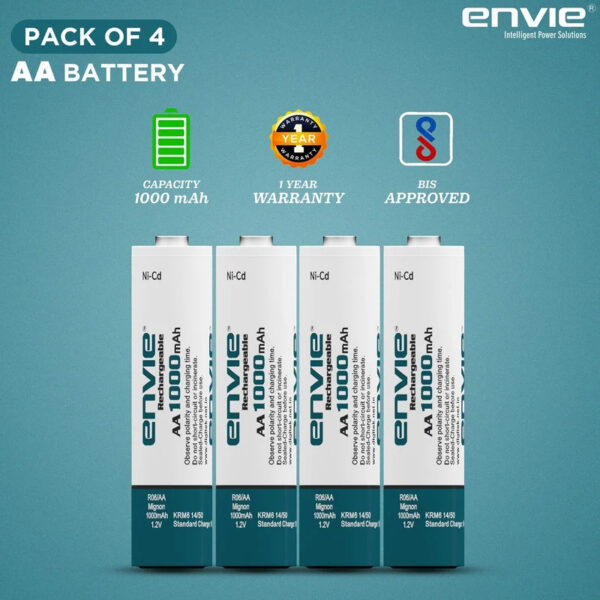 Digitek ENVIE 1000mAh AA Rechargeable Batteries - Pack Of 4