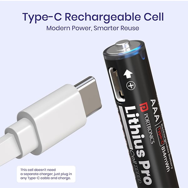 Portronics AAA Lithius Pro Rechargeable Batteries